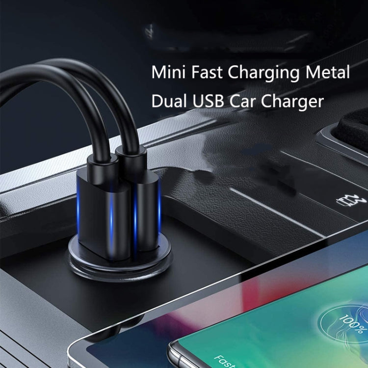 SC-H03-30W SC-H03-30W 12V / 1.5A QC3.0 Dual USB Mini Zinc Alloy Fast Charging Car Charger(Silver) - Car Charger by buy2fix | Online Shopping UK | buy2fix