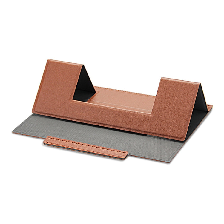 Laptop Leather Folding Stand Tablet Phone Holder(Brown) - Computer & Networking by buy2fix | Online Shopping UK | buy2fix