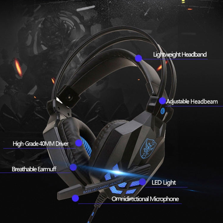 Soyto SY850MV Luminous Gaming Computer Headset For USB  (Black Blue) - Multimedia Headset by Soyto | Online Shopping UK | buy2fix