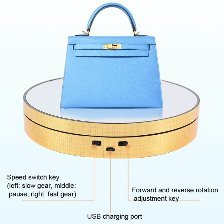 25cm Adjustable Speed Electric Rotating Display Stand Video Shooting Props Turntable(White Mirror) - Camera Accessories by buy2fix | Online Shopping UK | buy2fix