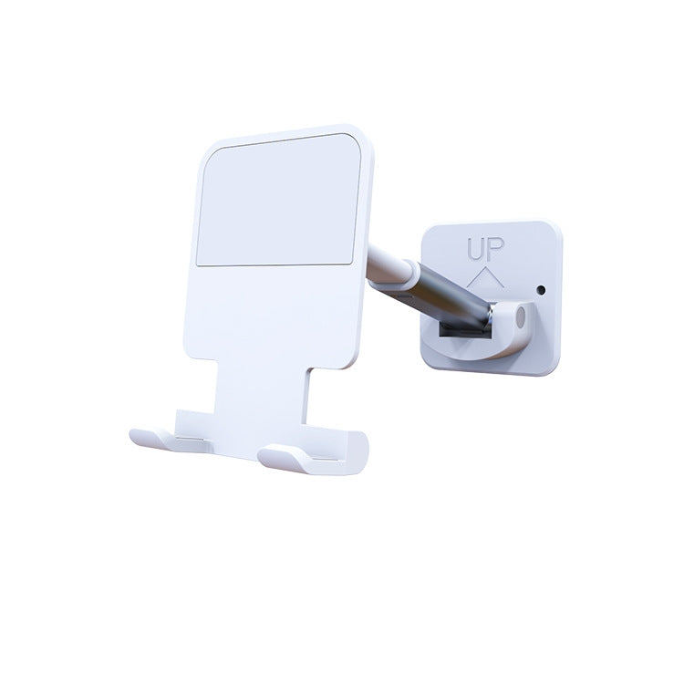 2 PCS T11 Wall Paste Mobile Phone Bracket Foldable Lift Bathroom Kitchen Wall Bracket(White) - Hand-Sticking Bracket by buy2fix | Online Shopping UK | buy2fix