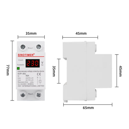 SINOTIMER 220V LED Digital Display Delay Automatic Reset Under-voltage Protector(SVP-60L) - Consumer Electronics by SINOTIMER | Online Shopping UK | buy2fix