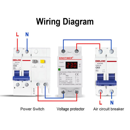 SINOTIMER 220V LED Digital Display Delay Automatic Reset Under-voltage Protector(SVP-60L) - Consumer Electronics by SINOTIMER | Online Shopping UK | buy2fix
