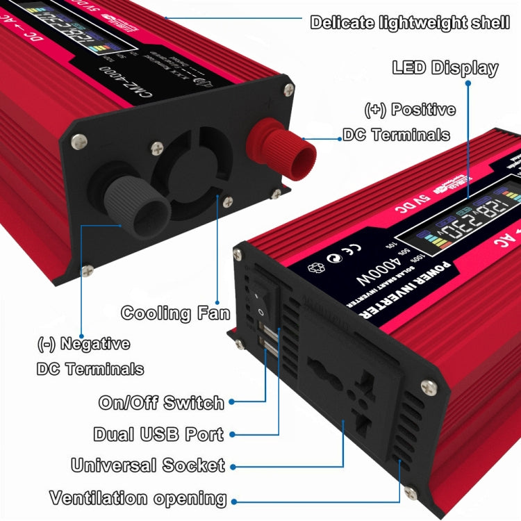 Solar Power System Inverters+30A Controller+18W 18V Solar Panel, Specification: Red 12V To 220V - Charger by buy2fix | Online Shopping UK | buy2fix