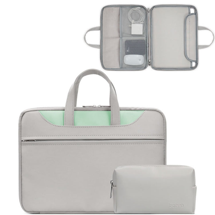 Baona BN-Q006 PU Leather Full Opening Laptop Handbag For 14 inches(Gray+Mint Green+Power Bag) - 15 inch by Baona | Online Shopping UK | buy2fix