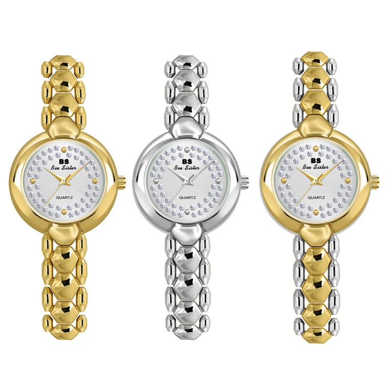 BS Bee Sister FA1691  Ladies Diamond Watch Jewelry Chain Watch(Golden Silver) - Alloy Watches by BS Bee Sister | Online Shopping UK | buy2fix