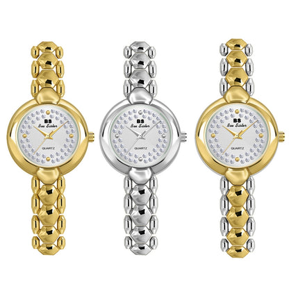 BS Bee Sister FA1691  Ladies Diamond Watch Jewelry Chain Watch(Golden Silver) - Alloy Watches by BS Bee Sister | Online Shopping UK | buy2fix