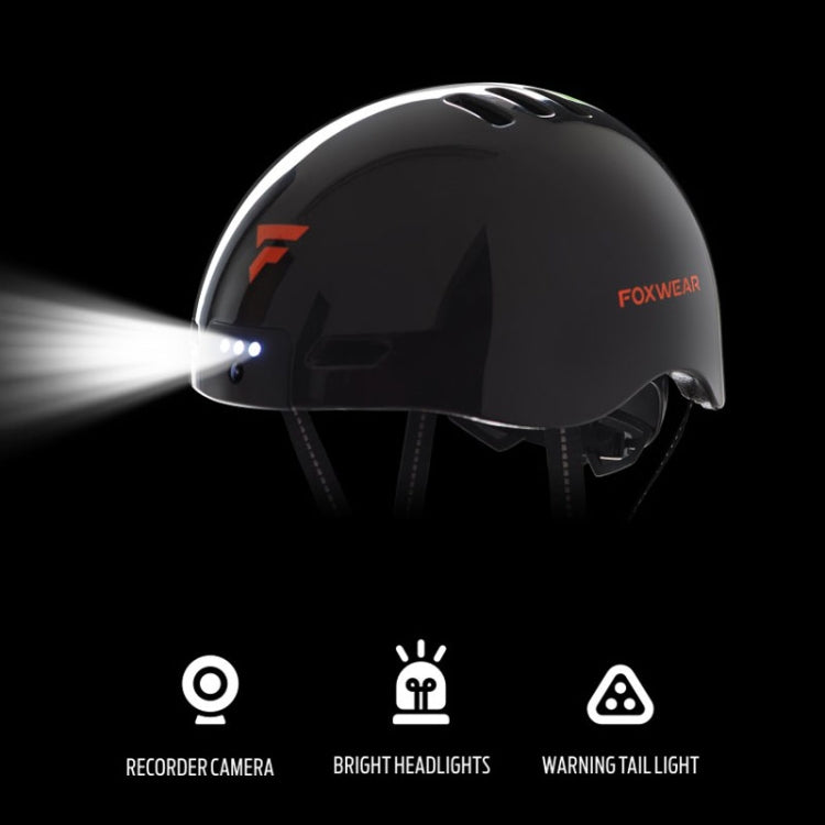 Foxwear V6 Camera Recorder Smart 1080P HD With Light Riding Helmet, Size: One Size(Black) - Protective Helmet & Masks by Foxwear | Online Shopping UK | buy2fix