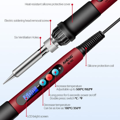 ANENG SL103 25pcs/set Intelligent Digital Display Temperature Adjustment Household Constant Temperature Soldering Iron Set 60W Internal Heat Welding Tool Kit(EU Plug) - Electric Soldering Iron by ANENG | Online Shopping UK | buy2fix