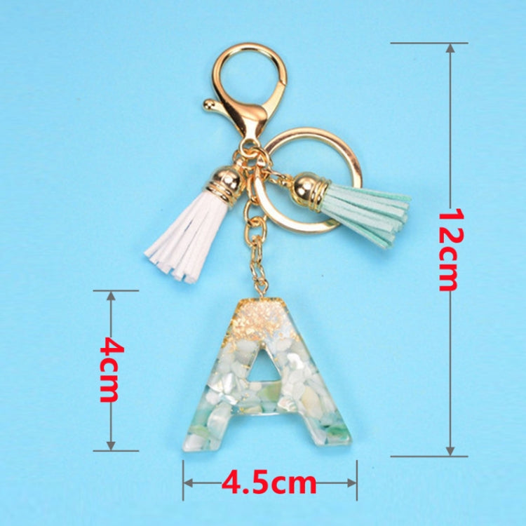 2 PCS Gold Foil English Letter Tassel Keychain Bag Decoration Pendant(E) - In Car by buy2fix | Online Shopping UK | buy2fix