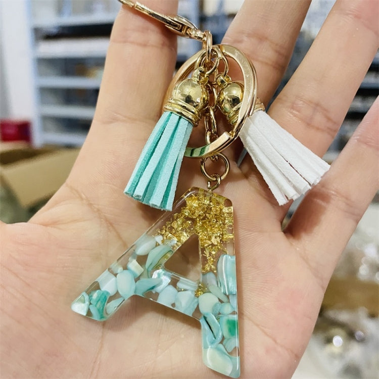 2 PCS Gold Foil English Letter Tassel Keychain Bag Decoration Pendant(E) - In Car by buy2fix | Online Shopping UK | buy2fix