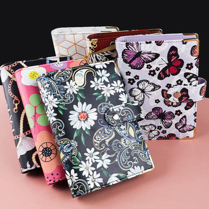 A6 PU Leather Color Printing Notebook Zipper Bag Loose-leaf Budget Binder(Daisy-Black) - Notebooks by buy2fix | Online Shopping UK | buy2fix