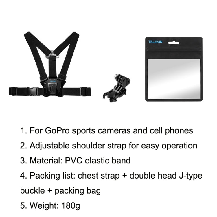 TELESIN GP-CGP-T07 For GoPro / OSMO Action Riding Skiing Shoulder Strap Chest Belt Sports Camera Accessories - DJI & GoPro Accessories by TELESIN | Online Shopping UK | buy2fix