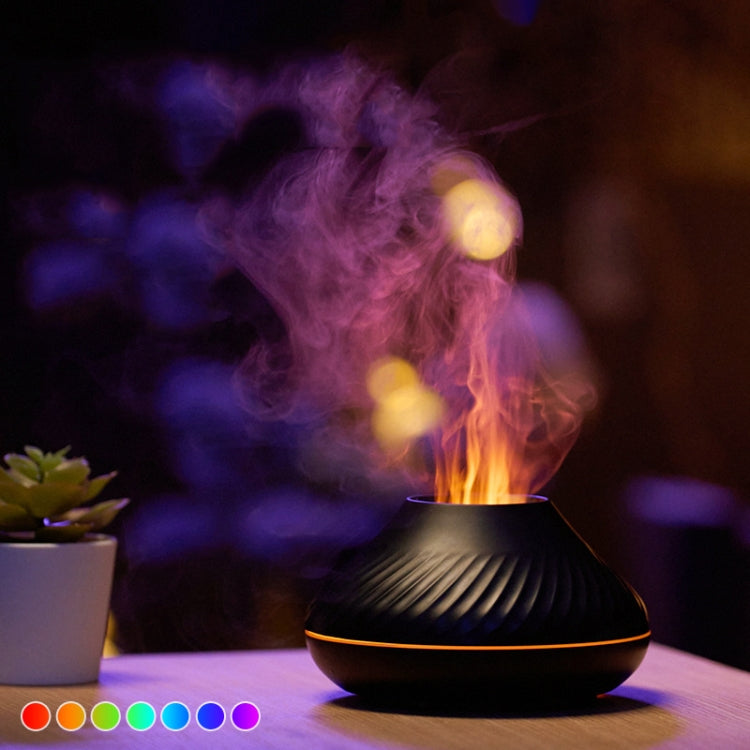DQ705 Volcanic Flame Aroma Diffuser Essential Oil Lamp Air Humidifier with Color Night Light(Black) - Home & Garden by buy2fix | Online Shopping UK | buy2fix