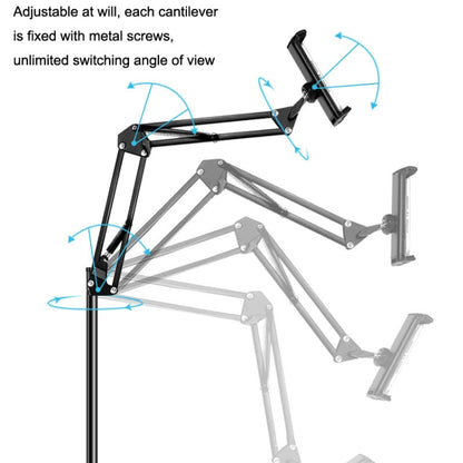 155cm Live Broadcast Bedside Cantilever Floor Bracket Phone Tablet Clip (Black) - Lazy Bracket by buy2fix | Online Shopping UK | buy2fix