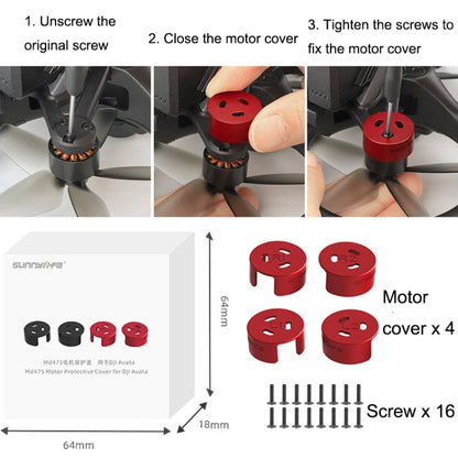 4 PCS / Set Sunnylife AT-MD475 Dust-proof Waterproof Aluminum Alloy Motor Cover For DJI Avata(Black) - DJI & GoPro Accessories by buy2fix | Online Shopping UK | buy2fix