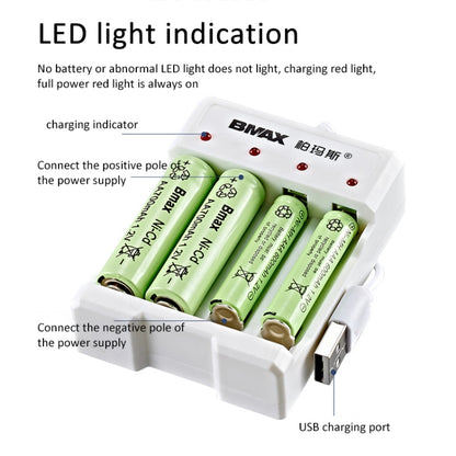 4 PCS BMAX B-04 AAA/AA 1.2V Battery 4 Slot USB Charger(English Boxed) - Charger & Converter by BMAX | Online Shopping UK | buy2fix