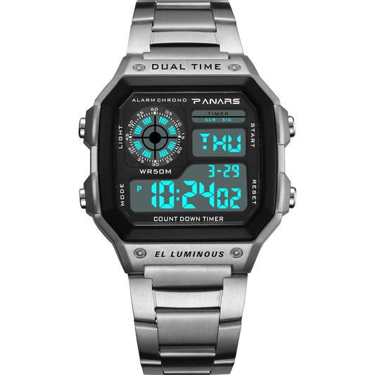 SYNOKE 8113 Square Dual Time Zone Display Luminous Student Sports Watch(Silver) - LED Digital Watches by SYNOKE | Online Shopping UK | buy2fix