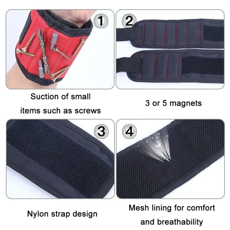 Electric Woodworking Multifunctional Powerful Magnetic Wrist Strap, Style: Five Rows Red - Others by buy2fix | Online Shopping UK | buy2fix