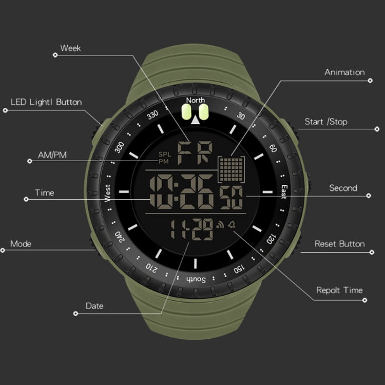 SYNOKE 9648-B Men Outdoor Waterproof Luminous Sports Electronic Watch(Green) - LED Digital Watches by SYNOKE | Online Shopping UK | buy2fix