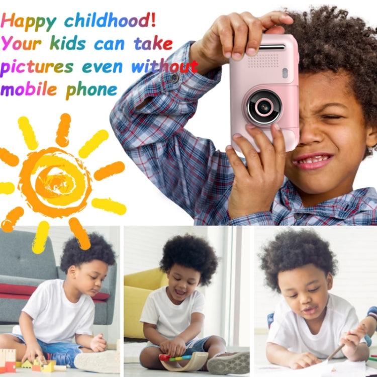 2.4 Inch Children HD Reversible Photo SLR Camera, Color: Yellow Blue + 16G Memory Card + Card Reader - Consumer Electronics by buy2fix | Online Shopping UK | buy2fix