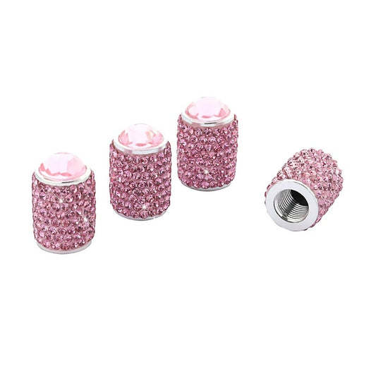 Car Tyre Aluminium Full Diamond Valve Cap With Seal(Pink) - In Car by buy2fix | Online Shopping UK | buy2fix