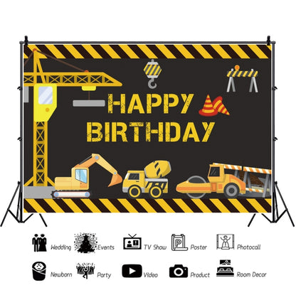 1.2m x 0.8m Construction Vehicle Series Happy Birthday Photography Background Cloth(11400155) - Camera Accessories by buy2fix | Online Shopping UK | buy2fix