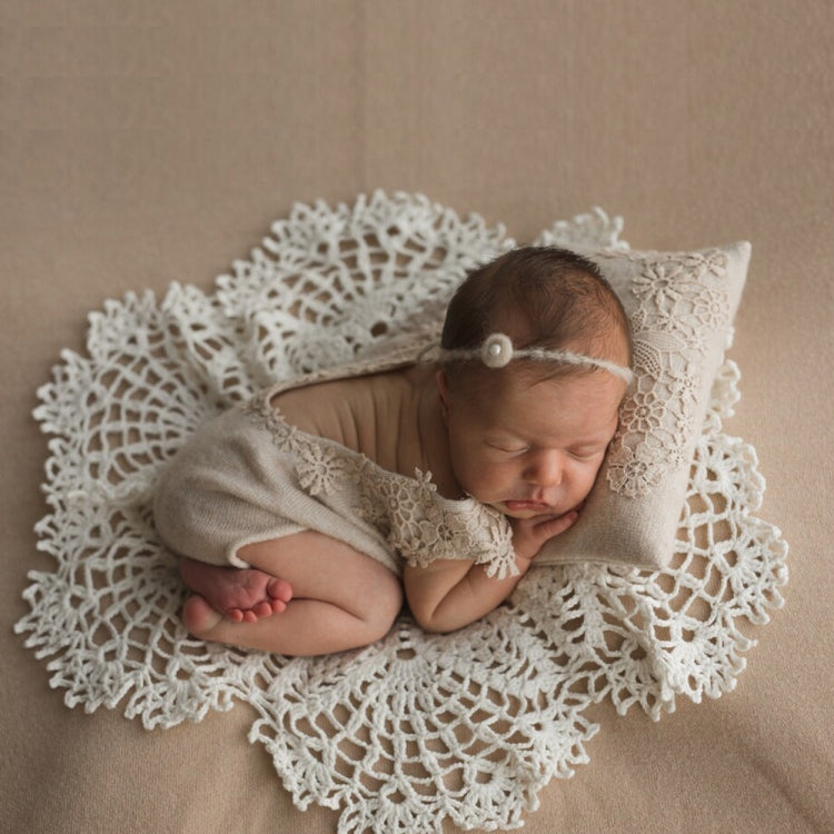Hollow Lace Round Blanket + Pillow Suit Baby Photography Props(Khaki) - Camera Accessories by buy2fix | Online Shopping UK | buy2fix