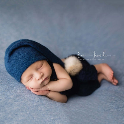 Newborn Photography Clothing Baby Photography Fur Ball Knitted Long Tail Hat(Coffee) - Camera Accessories by buy2fix | Online Shopping UK | buy2fix
