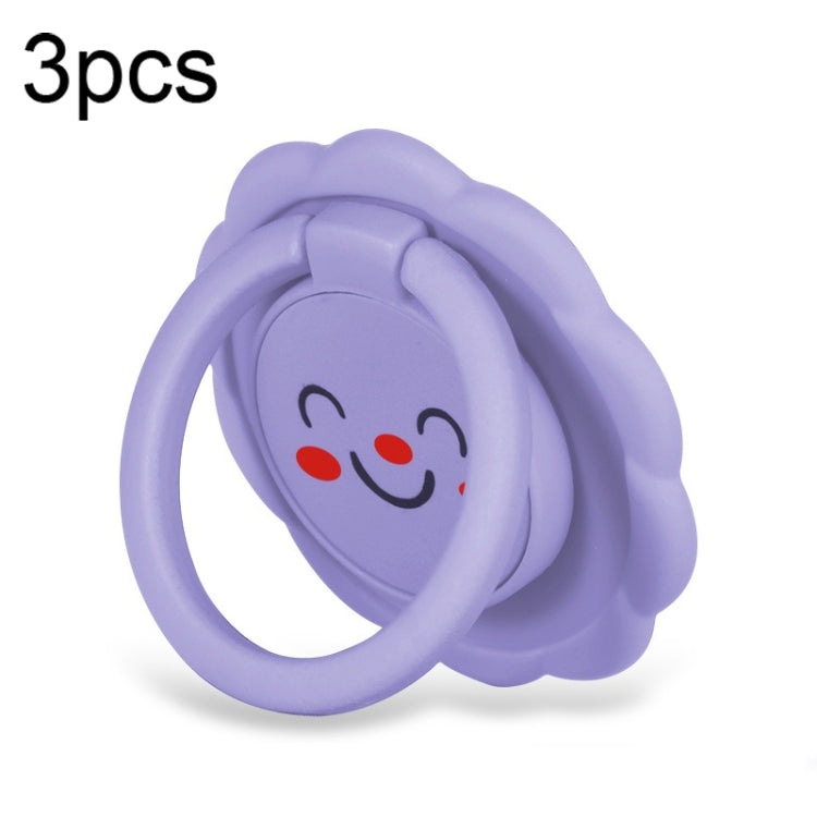 3pcs Sunflower Smiley Mobile Phone Finger Ring Bracket Zinc Alloy Ultra-thin Stand(Clove Purple) - Ring Holder by buy2fix | Online Shopping UK | buy2fix