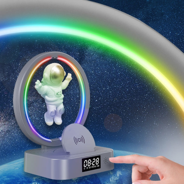 Y-558 Magnetic Levitation Astronaut TWS Bluetooth Speaker With RGB Light,Style: Silver Clock Model - Desktop Speaker by buy2fix | Online Shopping UK | buy2fix