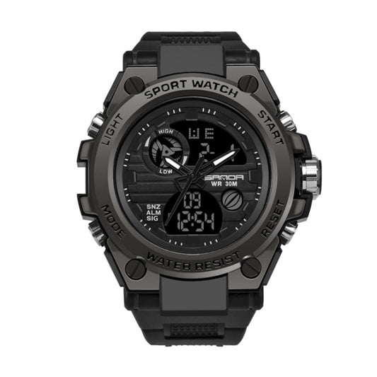 SANDA 739 Multifunctional Waterproof Sports Watch Chronograph Calendar Alarm Night Light Watch(Black) - Sport Watches by buy2fix | Online Shopping UK | buy2fix