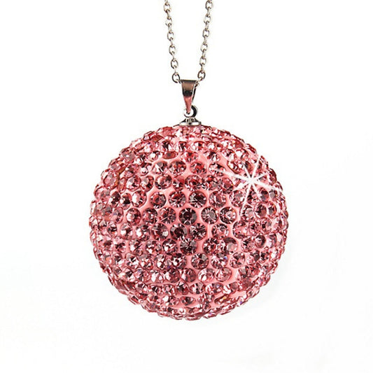 Car Diamond Crystal Ball Rearview Mirror Decoration Pendant(Pink) - In Car by buy2fix | Online Shopping UK | buy2fix