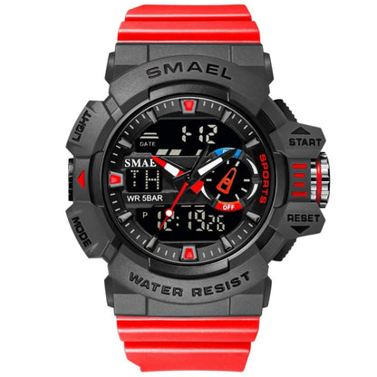 SMAEL 8043 Multifunctional Dual Display Shockproof Outdoor Waterproof Sports Quartz Watch(Red) - LED Digital Watches by SMAEL | Online Shopping UK | buy2fix