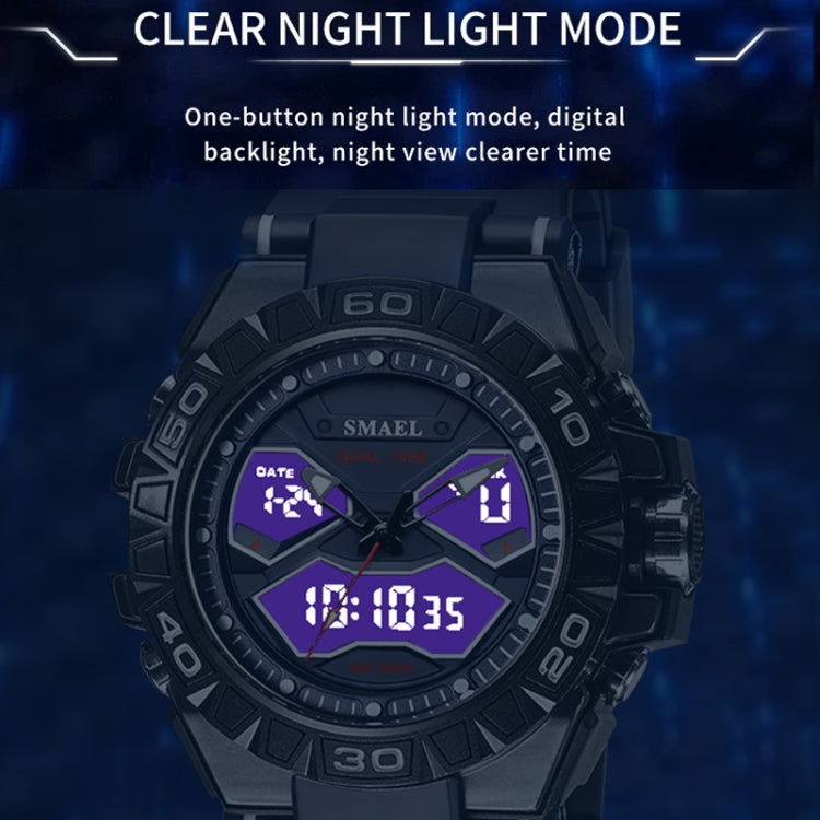 SMAEL 8070 Multifunctional Dual Display Waterproof Night Light Outdoor Alloy Sports Watch(Deep Blue) - Sport Watches by SMAEL | Online Shopping UK | buy2fix