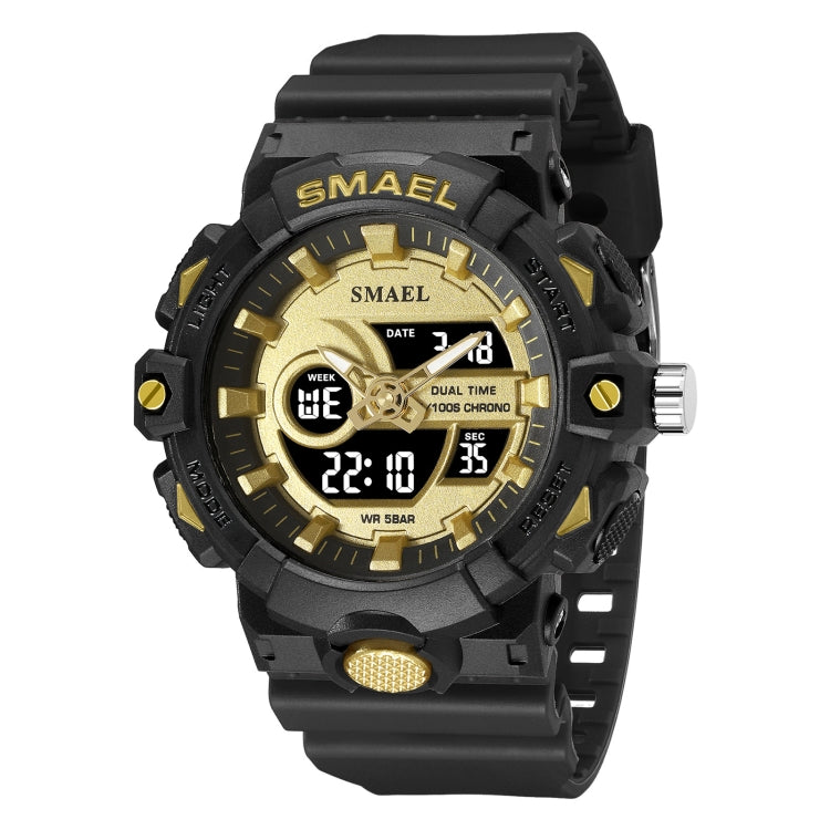 SMAEL 8081 Multifunctional Waterproof Luminous Numeric Digital Dual Display Outdoor Sports Watch(Black Gold) - LED Digital Watches by SMAEL | Online Shopping UK | buy2fix