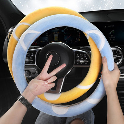 Car Steering Wheel Cartoon Short Fluff Handle Cover, Size: 38cm(Orange D Shape) - In Car by buy2fix | Online Shopping UK | buy2fix