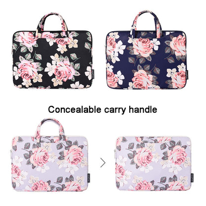 H40-B01 White Rose Pattern Laptop Case Bag Computer Liner Bag With Handle, Size: 13 Inch(Blue) - 13.3 inch by buy2fix | Online Shopping UK | buy2fix