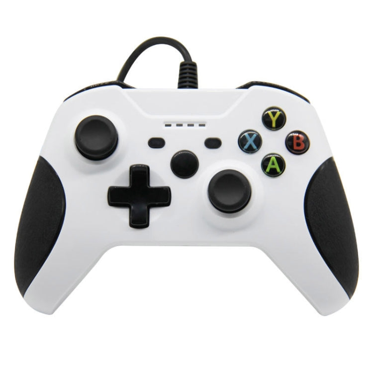 For XBOX One / PC HS-XO304 Wired Handle Dual Vibration With Headphone Jack, Cable Length: 1.8m(White) - Gamepad by buy2fix | Online Shopping UK | buy2fix