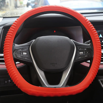 Silicone Non-slip Wear-resistant Concave Point Car Steering Wheel Cover, Size: 34-38cm(Red) - In Car by buy2fix | Online Shopping UK | buy2fix