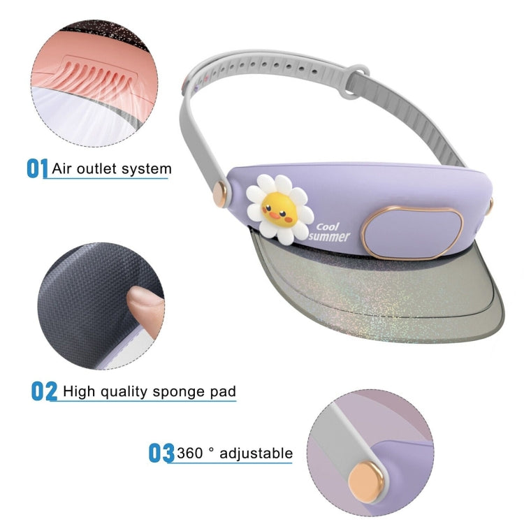 Cute Pet Bladeless Fan Hat USB Rechargeable Adjustable Speed Summer Sun Protection Sunshade Fan(Flower Duck) - Consumer Electronics by buy2fix | Online Shopping UK | buy2fix