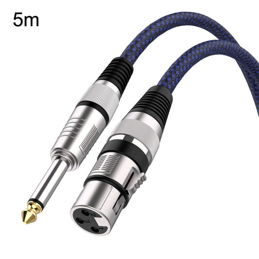 5m Blue and Black Net TRS 6.35mm Male To Caron Female Microphone XLR Balance Cable -  by buy2fix | Online Shopping UK | buy2fix