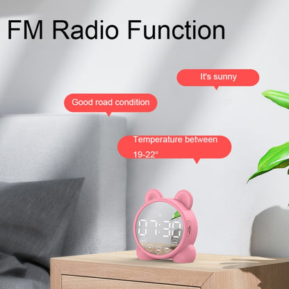 P1 Mini Card Mirror Clock Wireless Bluetooth Speaker with FM Radio(Pink) - Mini Speaker by buy2fix | Online Shopping UK | buy2fix