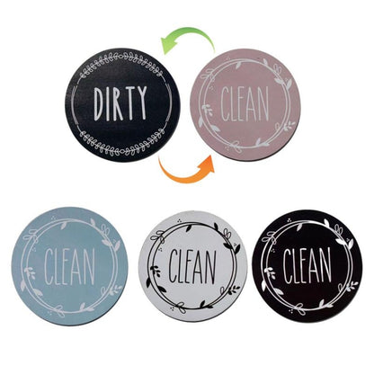 Dishwasher Round Magnet Clean Dirty Sign Double-Sided Dishwasher Magnet Cover(Black Pink) - Dish Washers & Accessories by buy2fix | Online Shopping UK | buy2fix