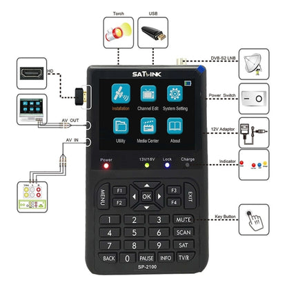 SATLINK SP-2100 HD Finder Meter Handheld Satellite Meter(UK Plug) - Satellite Finder by SATLINK | Online Shopping UK | buy2fix