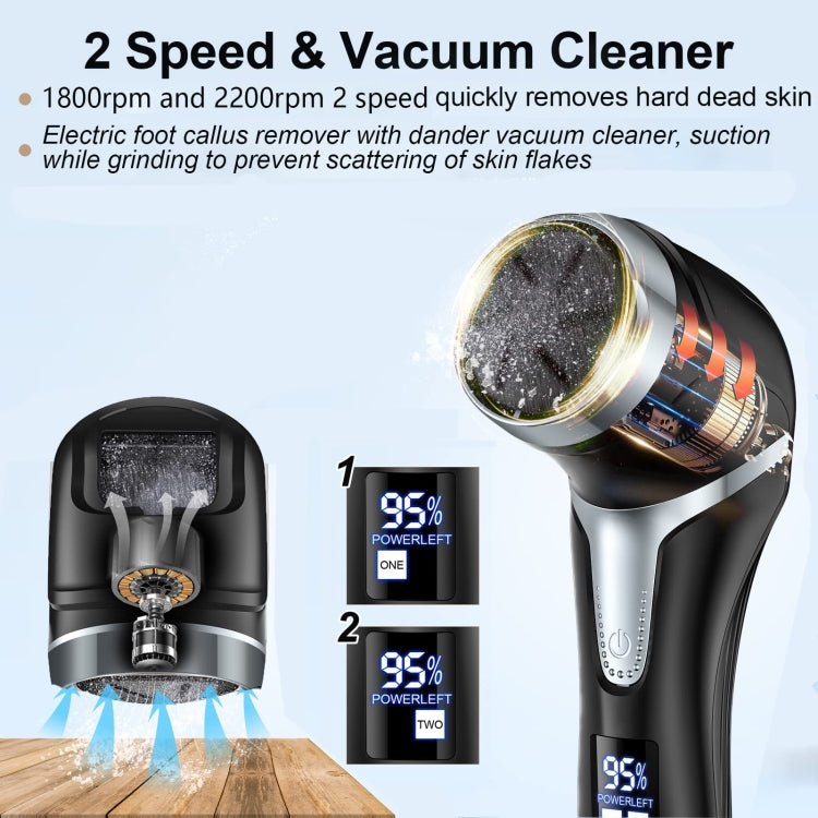 JD-510 Rechargeable Electric Foot Callus Remover with Vacuum Cleaner 10 In 1 Kit  Black - Grinding Tools & Accessories by buy2fix | Online Shopping UK | buy2fix
