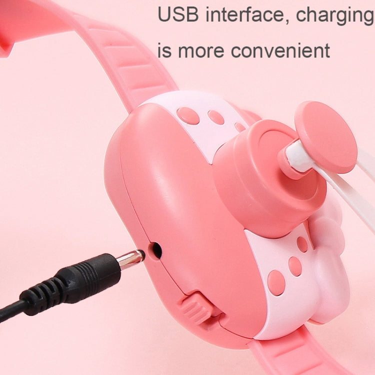 1158 Cartoon Shape Children Watch Fan USB Charging Portable Wrist Mini Fan(Coral Red) - Electric Fans by buy2fix | Online Shopping UK | buy2fix