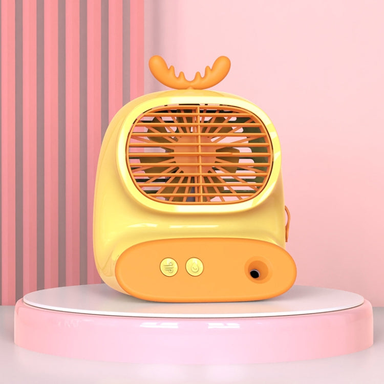 CS1319 Desktop Small Hydrating Spray Cartoon Fan Rechargeable Silent Humidifying Fan(Deer Yellow) - Electric Fans by buy2fix | Online Shopping UK | buy2fix