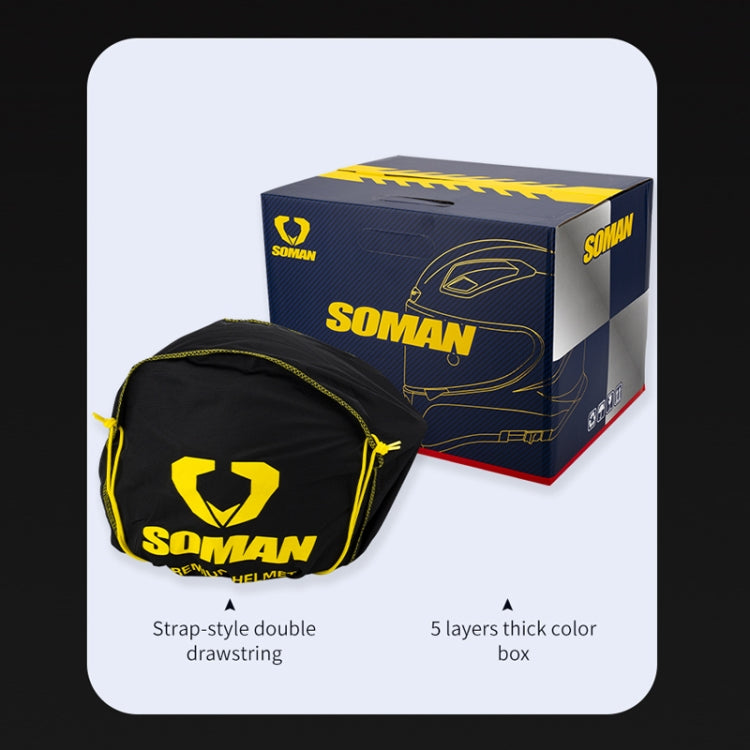 SOMAN Four Seasons Full Cover Motorcycle Helmet, Size: M(Snake Carbon Fiber Gold) - Helmets by SOMAN | Online Shopping UK | buy2fix