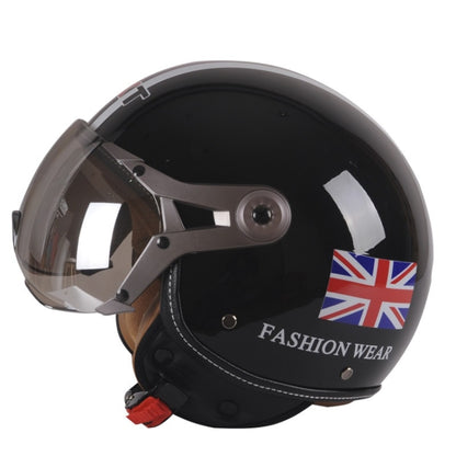 GXT Electric Vehicle Half Cover Helmet Four Seasons Retro Helmet, Size: L(Bright Black Flower) - Helmets by GXT | Online Shopping UK | buy2fix